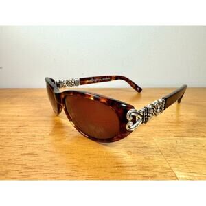 BRIGHTON Sabrina Sunglasses Brown Tortoise Shell Frame Silver Tone Hearts